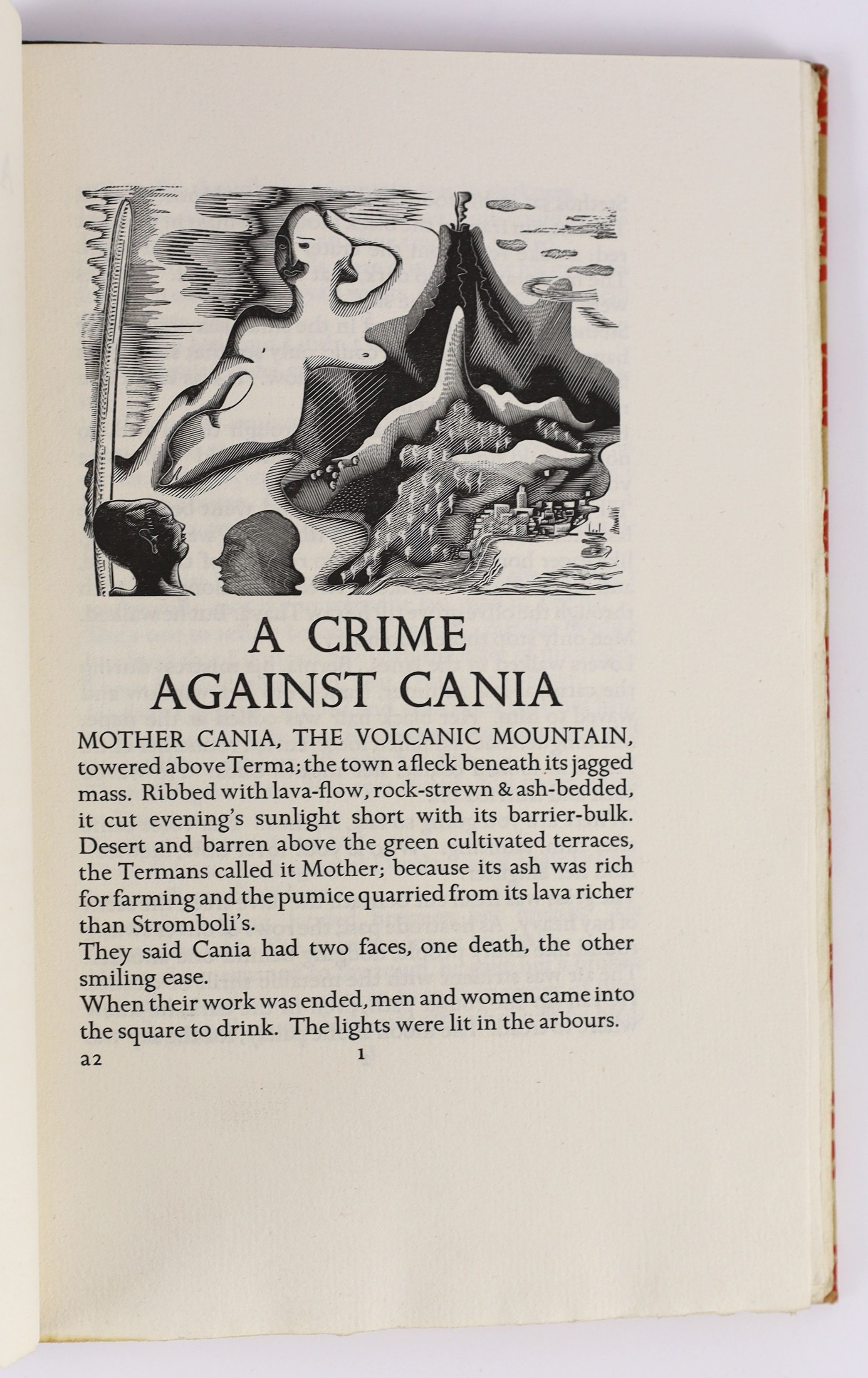 Golden Cockerel Press - Calder-Marshall, Arthur - A Crime Against Cania, one of 250 signed by the author, illustrated with 4 wood-engravings by Blair Hughes-Stanton, 8vo, quarter black morocco by Sangorski and Sutcliffe,